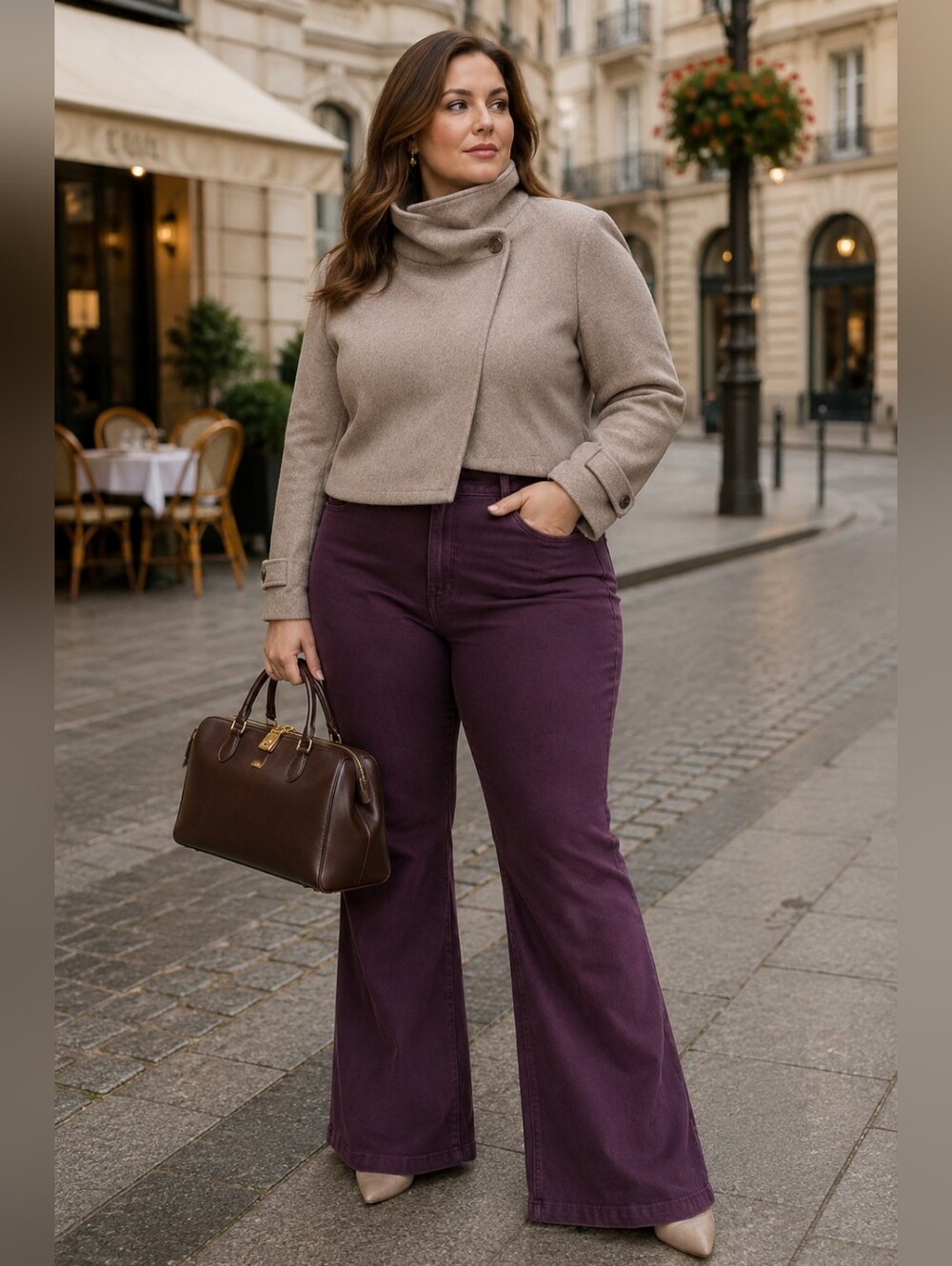 Mid-rise Regular Fit Flared Trendy Jeans Deep Plum Purple Colour Plus  Size 22